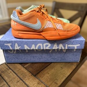Ja Morant Orange and Blue Sneakers